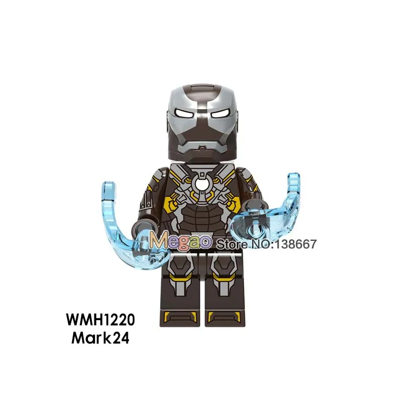 Золотой 50 шт. строительные блоки Marvel Super Heroes Железный человек Тони Старк Марк 24 Mark 25 Mark 31 игрушки подарок для детей - Цвет: Золотой