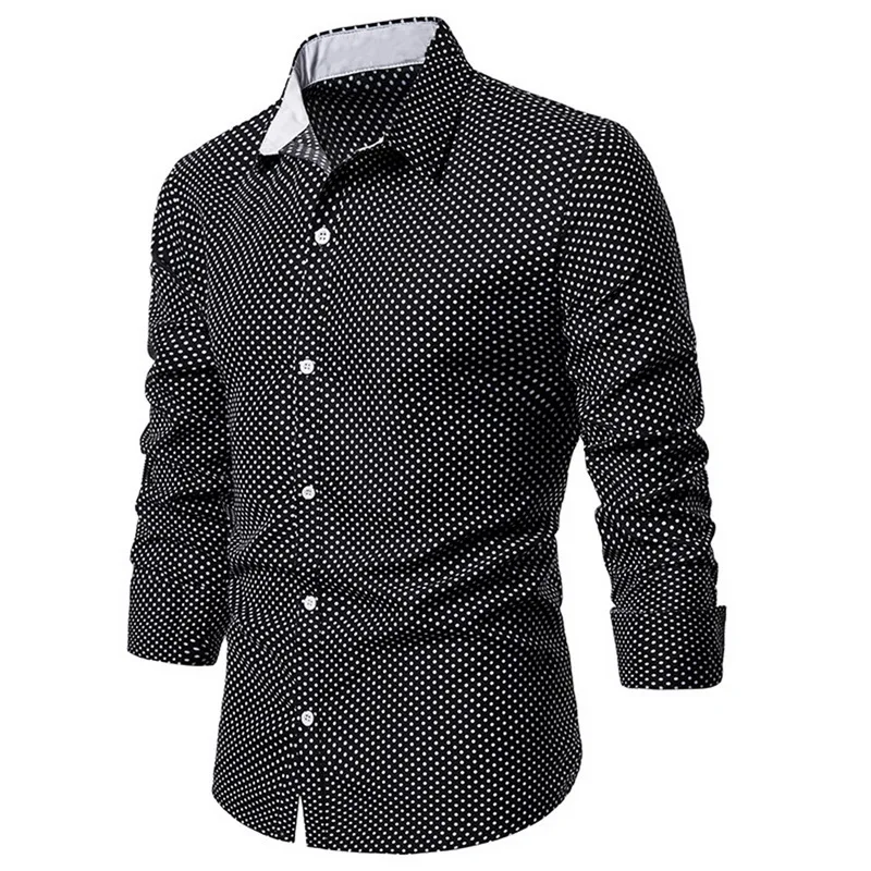 OEAK Men's Printed Casual Long Sleeve Regular Fit Dress Shirt Men's Slim Fit Business Casual Long Sleeves Solid Button Shirts