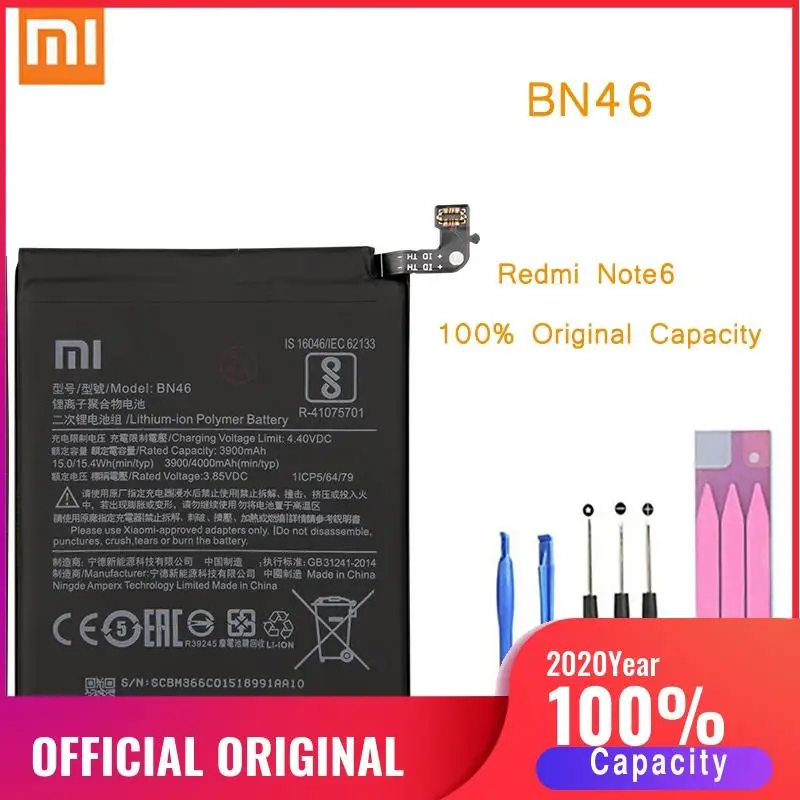 Оригинальный аккумулятор для телефона Redmi Note 6 8 сменные батареи Xiaomi hongmi Note6 BN46