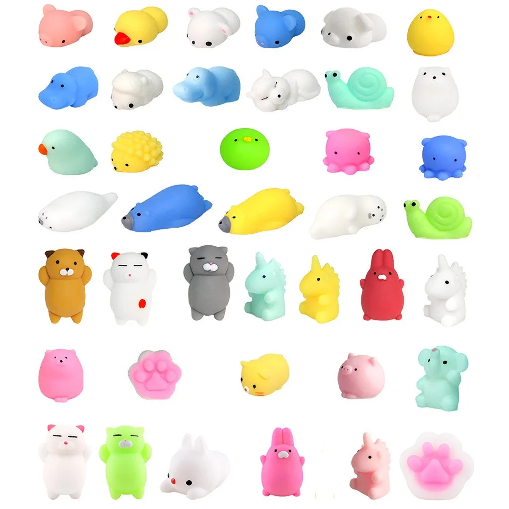 Сжимает животных Squishies Mochi сжимает игрушку мягкий сжимающий релиз стресс игрушки животных 40 шт. декомпрессия пинч Tpr антистресс Дол