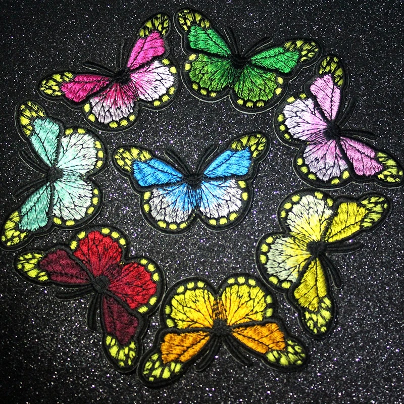 

Pulaqi Multicolor Butterfly Patch Embroidered Patches Iron On Patches For Clothing Stickers Badges On Clothes Applique Stripes F