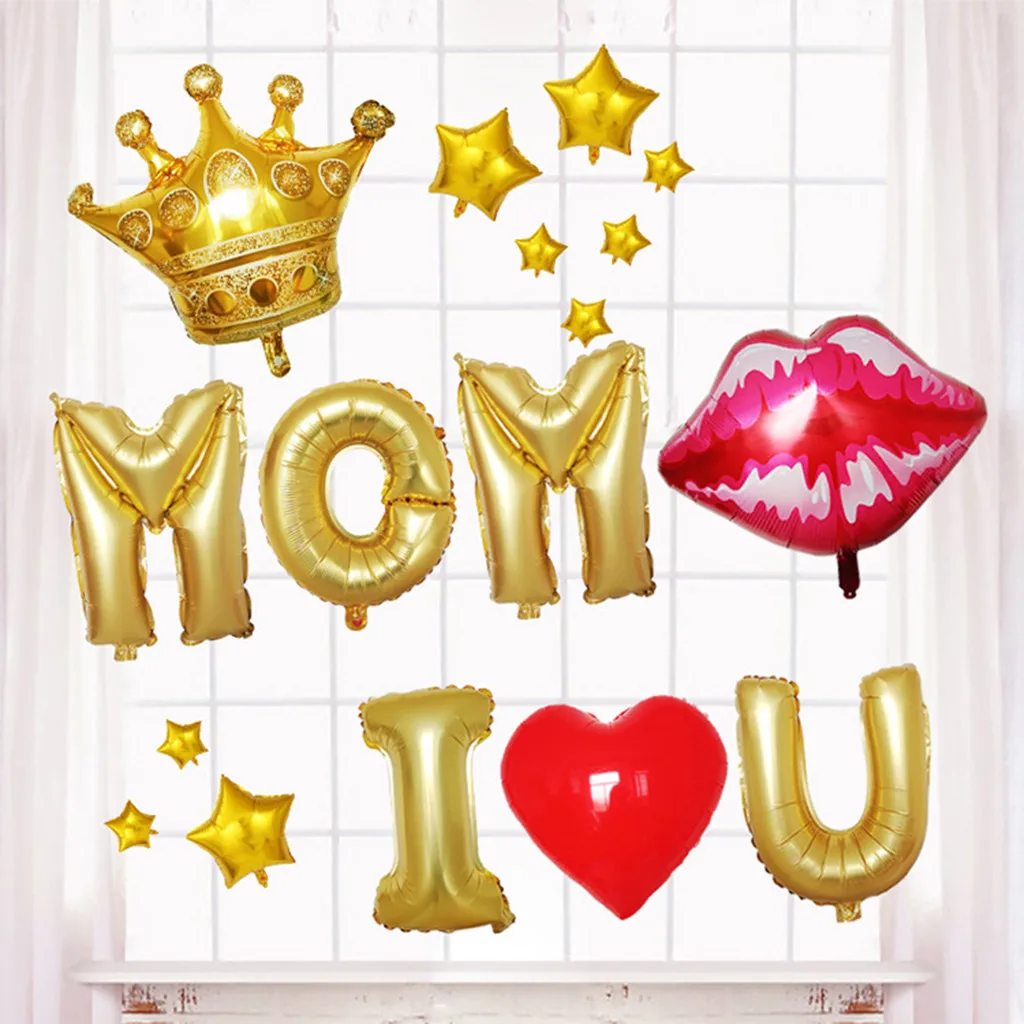 1 Set Party Thanksgiving Balloon Decorative Foil Latex MON DAD I LOVE U Number for Family Decorations F114 | Дом и сад