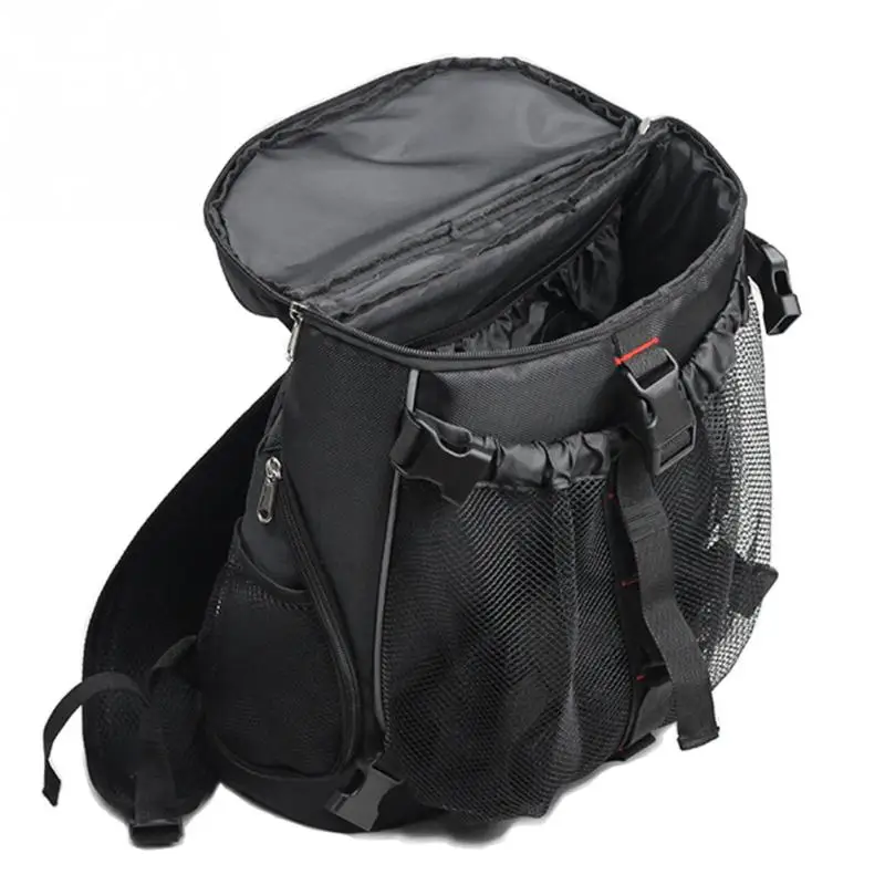 Светоотражающий мотоциклетный рюкзак, Большой Вместительный рюкзак на молнии для путешествий, черная ткань Оксфорд с сеткой для шлема