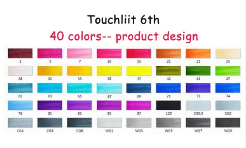 Product-design-40 Touchliit 6-го поколения художественные маркеры набор кистей и ручек прочный Эскиз маркер на спиртовой основе двойная голова манга Рисование ручки художественные принадлежности - Цвет: Product-design-40