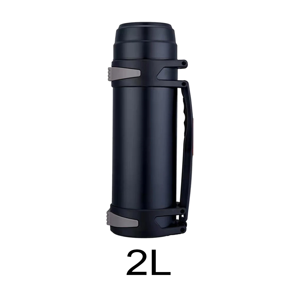 1.6L/2L/2.5L/3L 304 Термочашка из нержавеющей стали с ремешком вакуумный термический колба для бутылок Портативный Открытый путешествия изолированный горшок - Цвет: Black 2L