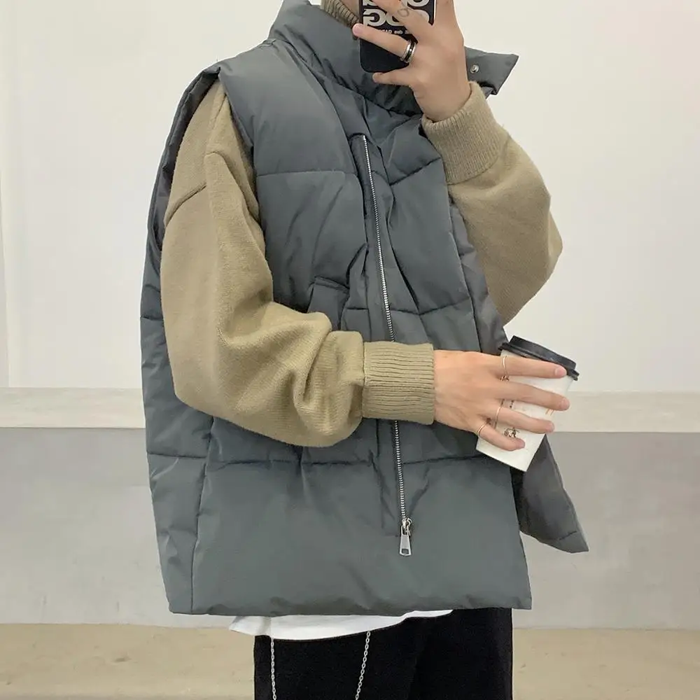 

2020 New Mens Sleeveless Vest Jackets Winter Fashion Men's Warm Vests Homme Stand Collar High Quality Casual Thicken Waistcoat