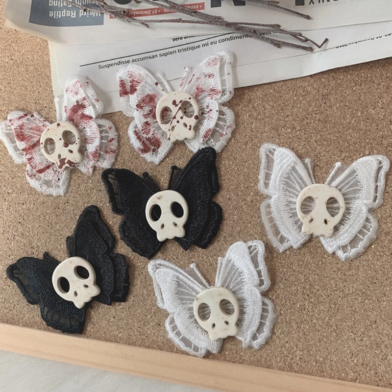 Goth Handgemachte Verletzt Schmetterling Schädel Haarnadel für Frauen Cartoon Harajuku Nostalgischen Haar Clips Zubehör 90s Party Großhandel – Detail 3