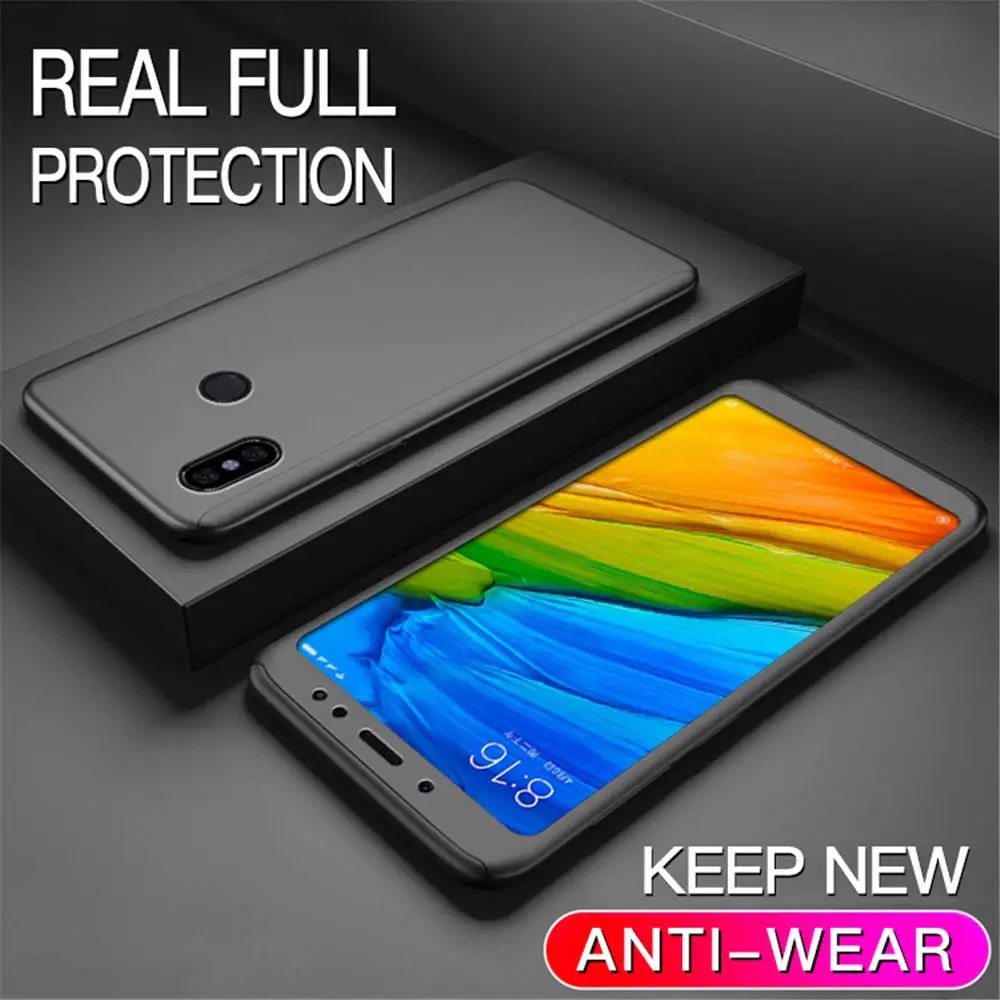 Black 360 Полный Чехол Funda для Xiaomi Redmi Note 7 Pro 6 4X Red mi 7pro 5 Plus S2 4 X 6A 7A 5 Plus K20 GO защитное стекло бампера - Цвет: Black
