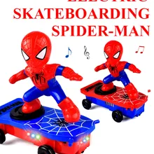 Электрический самокат-трюк Человек-паук, Универсальный вращающийся кувыркающийся звуковой светильник, автоматическая ходьба, не может упасть, Детские Мультяшные игрушки