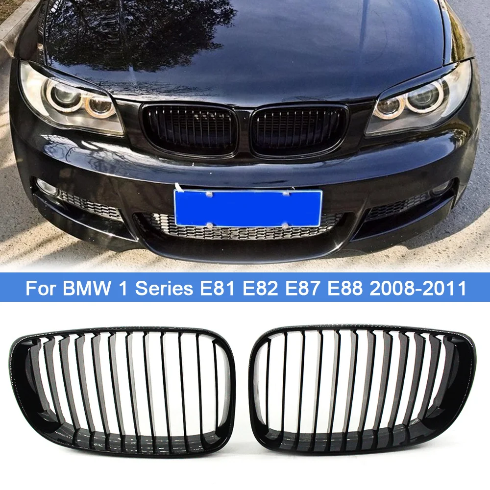 

1 Pair Gloss Black Car Front Bumper Kidney Grilles Grill Replacement For BMW 1 Series E81 E82 E87 E88 2007-2011 120d 120i 130i