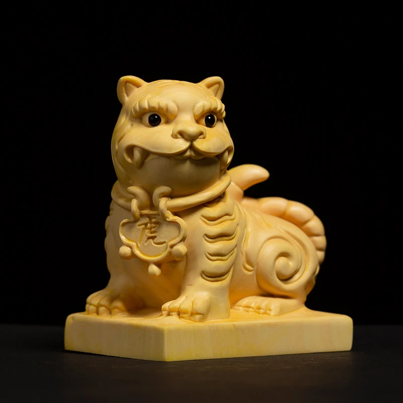 

Boxwood Room Decor Recruit Wealth Small Animals Solid Wood Home Ornaments Tiger Carving Crafts Mascot Figurine