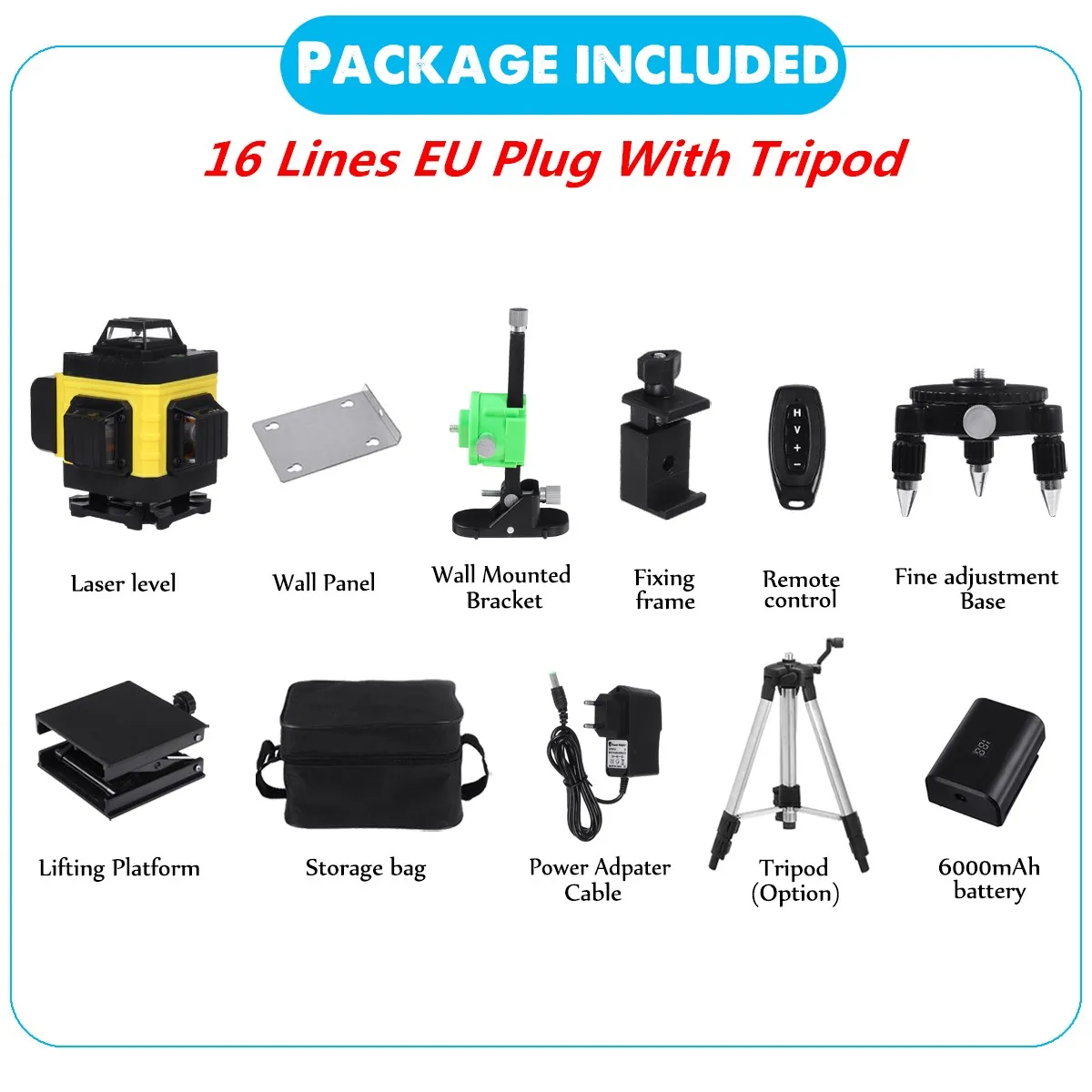 ZEAST 16 Lines 4D Laser Levels Green Self-Leveling 360 Horizontal&Vertical Powerful Green Beam Hanging with Bracket/Tripod