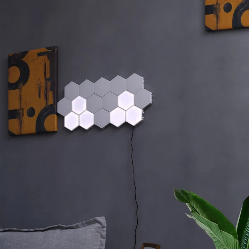 Simple combination splicing touch-sensitive intelligent quantum light LED honeycomb corridor bedroom background wall wall lamp