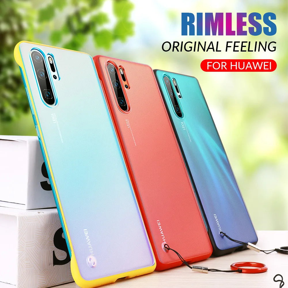 

Frameless Phone Case For Huawei P20 P30 PRO Case Frosted Transparent Cover For Mate 20 30 PRO With Finger Ring Holder Stand Case