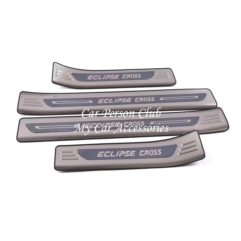 03-Silver-Black 4pcs Для Mitsubishi Eclipse Cross Накладка на порог двери защитная накладка из нержавеющей стали автомобильный аксессуар наклейка - Цвет: 03-Silver-Black 4pcs