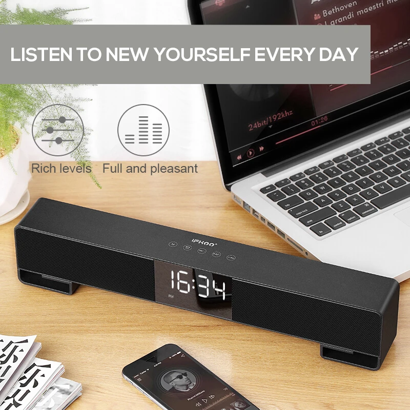 IFKOO F4 Bluetooth динамик беспроводной компьютер ПК телефон автомобиля офис TF AUX бас будильник Портативный Открытый Настольный сабвуфер