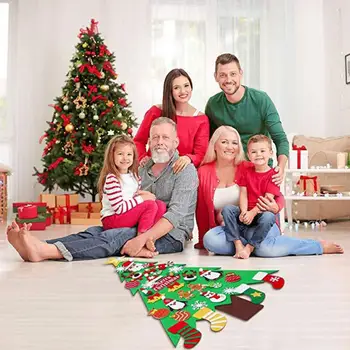 

DIY Felt Christmas Tree Snowman With Ornaments Fake Christmas Tree Kids Toys Christmas Party Decoration New Year Home Decoration