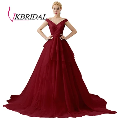 burgundy VKbridal длинное платье для выпускного вечера сексуальное серое фиолетовое вечернее платье с открытыми плечами Vestido Longo de Formatura Robe de Soiree - Цвет: burgundy