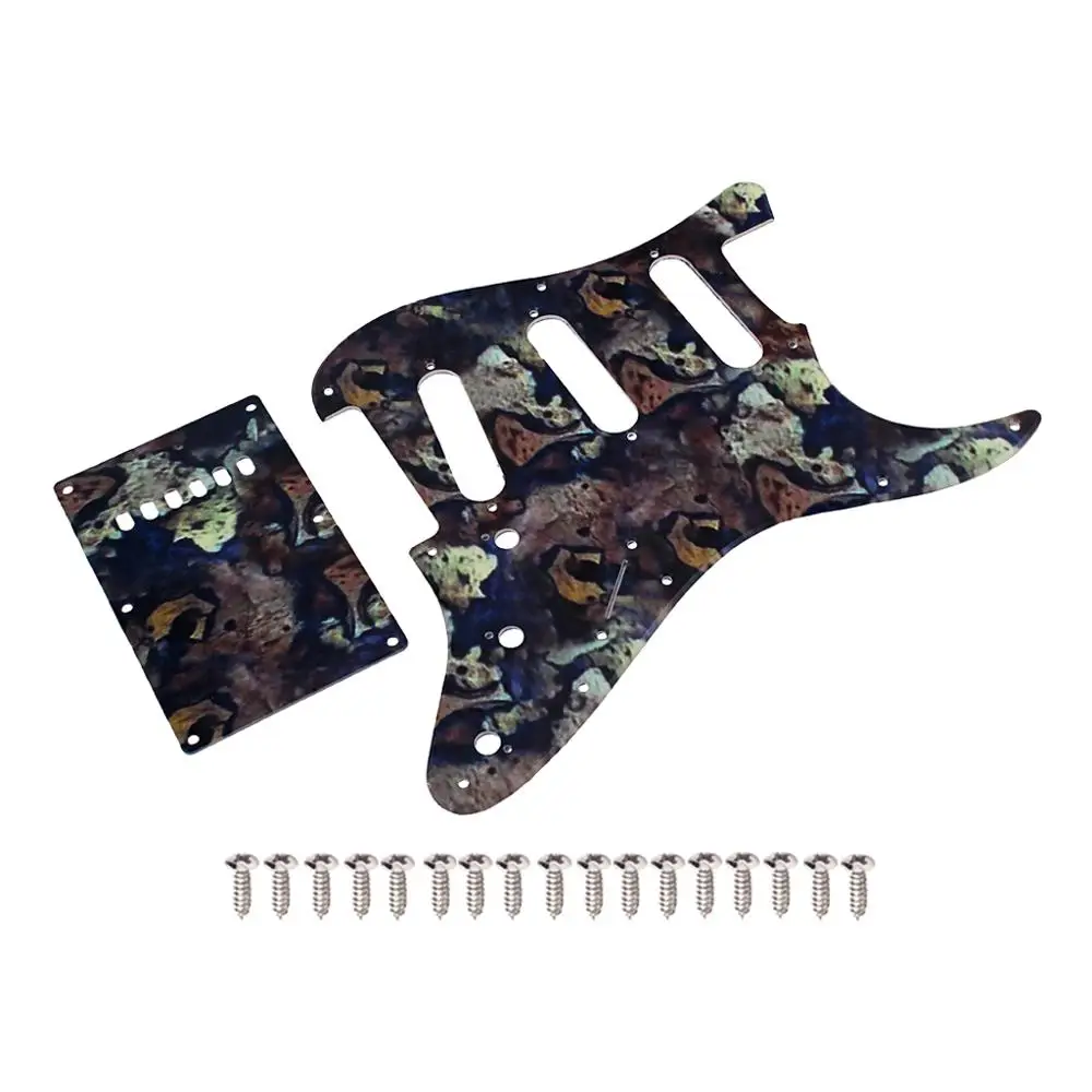 Набор из 1Ply состаренной гитары Pickguard Script Plate Strat SSS 11 отверстий и полости пружинная крышка задняя пластина w/Винты