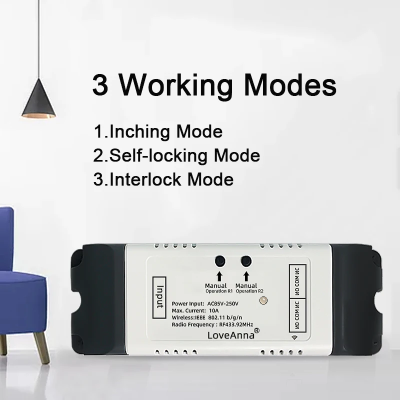 Wifi 2CH Switch Module Motor Controller for Rolling Sliding Door DC 12V 24V 32V AC220V RF Remote Work with eWelink APP smart switch