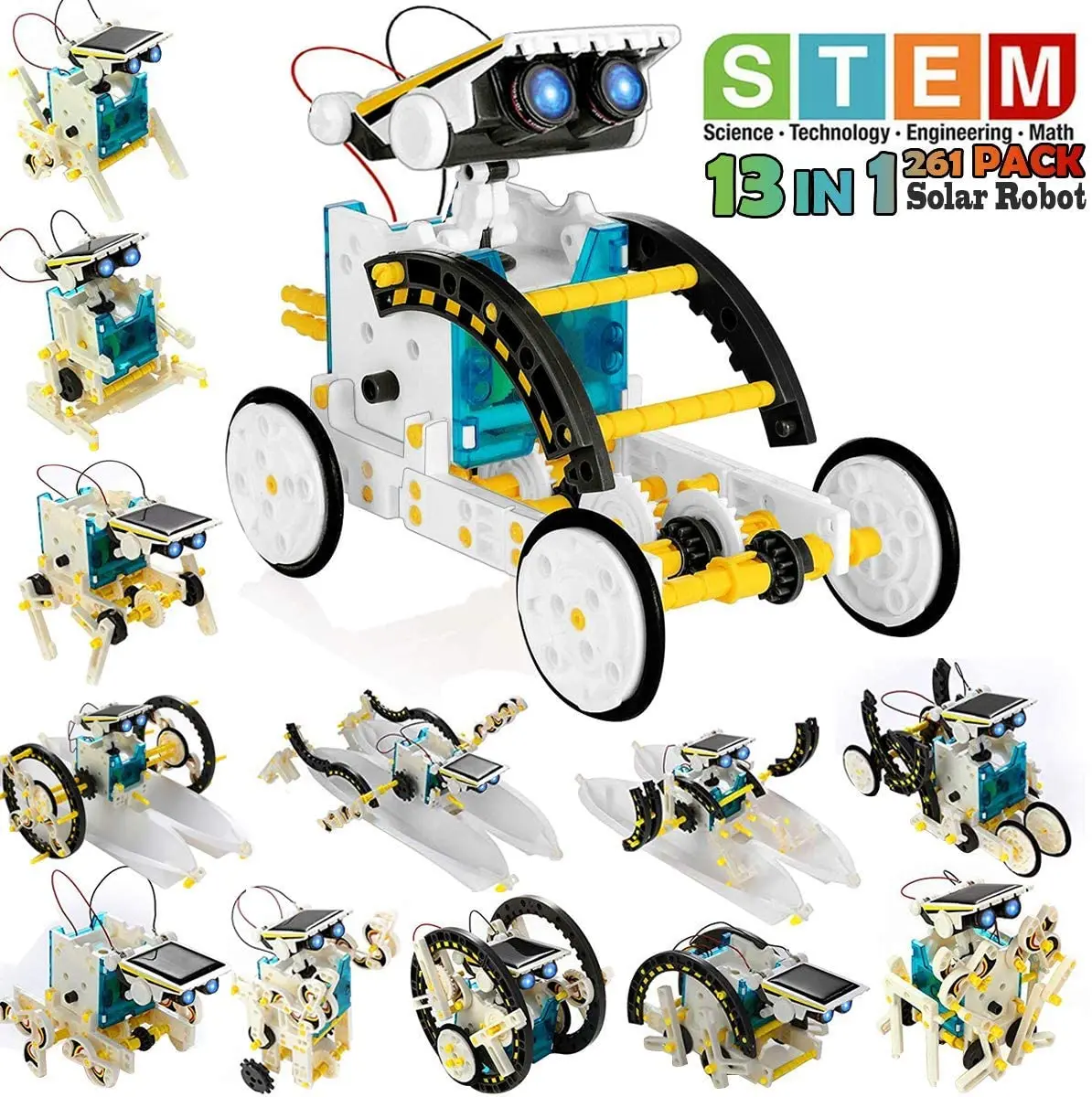 Brinquedos de Construção Robô Solar Criação Brinquedo Educacional Ciência Experimento Faça Você Mesmo Robótica Alimentado Haste 13-em-1 Kit