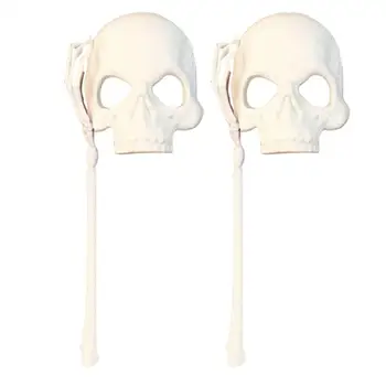 

2PCS Detachable Scary Halloween Handheld Dress-Up Mask Skull Mask Face Cover Performance Mask for Costume Festival Party