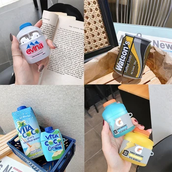 

coconut drink soda bottle summer 3D Case For AirPods 1 2 pro Charge Box Soft Silicone Wireless Bluetooth Earphone Protect Cover