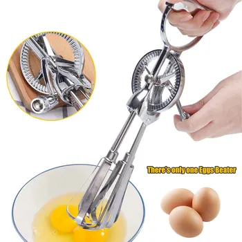 

Manual Portable Kitchen Tool Mixer Stirring Silver Stainless Steel Eggs Beater Rotary Cooking Handheld Multipurpose Hand Crank