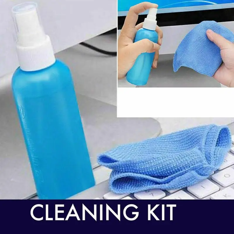 Three-piece Laptop Monitor Cleaning Kit with Liquid Cleaner, Brush, and Cloth Set Description Image.This Product Can Be Found With The Tag Names Computer cleaners, Computer Office, Laptop monitor cleaning kit lcd mobile phone screen