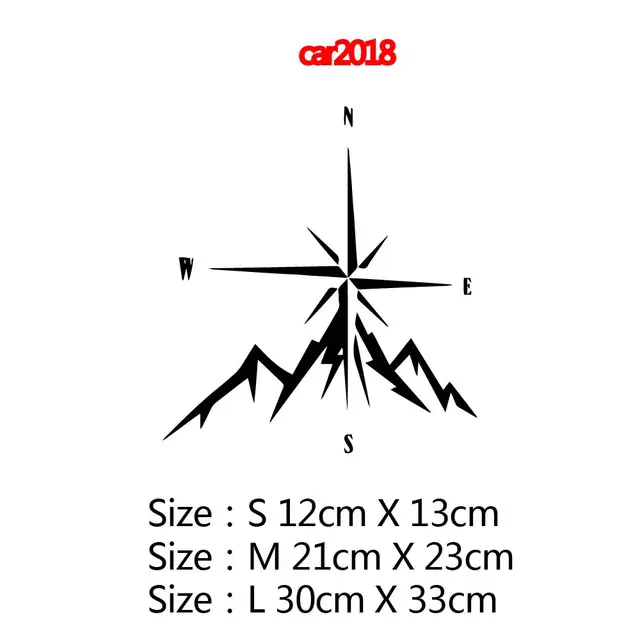 10 Styles Adventure Sports Compass Car Sticker Wrap Vinyl Mountain car-Styling Auto Engine Cover Door Window Large Size car2018