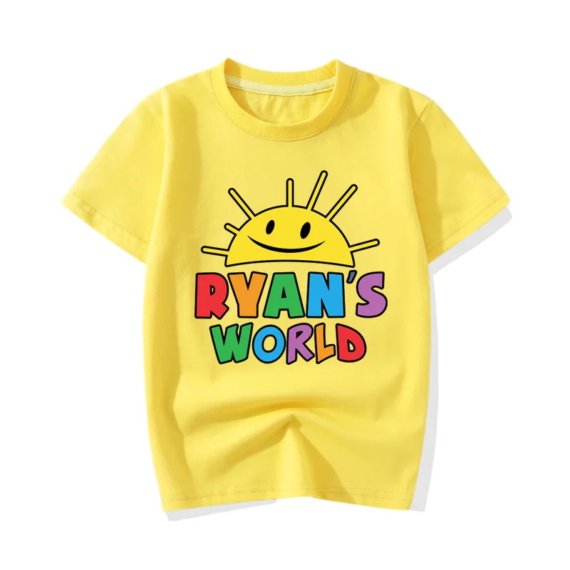 Одежда с принтом «Ryan's World» для мальчиков и девочек летние футболки с короткими рукавами для малышей Детские футболки, топы, одежда JY085 - Цвет: Yellow T-shirt