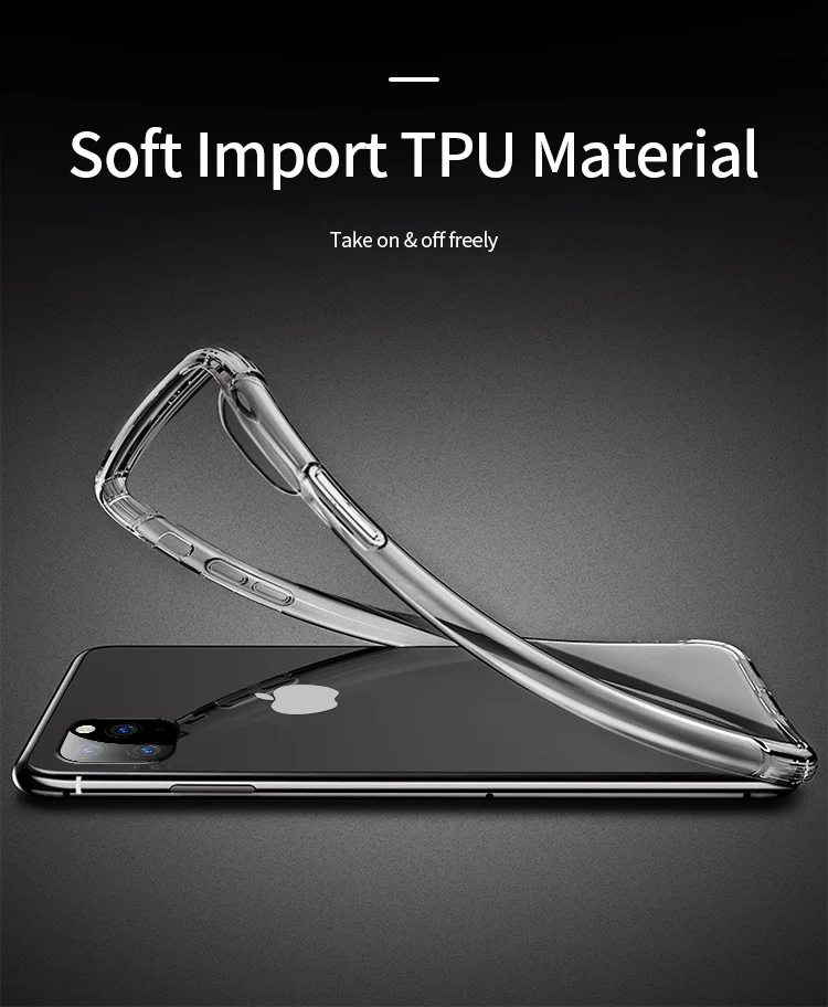 YBD Прозрачный чехол для iPhone 11 мягкий прозрачный защитный силиконовый чехол для iPhone 11 Pro Max 5,8 6,1 6,5 чехол s