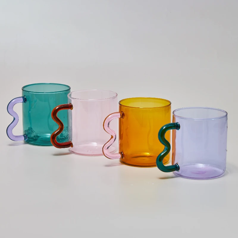 Wavy Handle Coloured Glass Mug | HOMELIVY