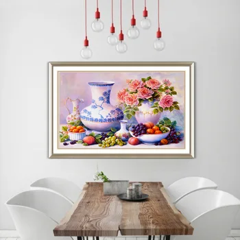 

DIY full resin round diamond painting rhinestones embroidery kit fruit and vase a mosaic decor for dining room as a hobby gift