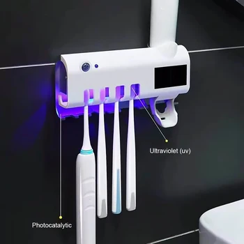 

2 in 1 UV Light Toothbrush Sterilizer Toothbrush Holder Stand Automatic Toothpaste Dispenser Squeezer Home Bathroom Accessories