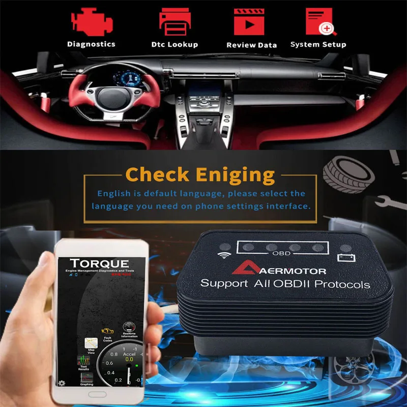Помощи при парковке, Wi-Fi, ELM327 OBD2 сканер диагностический инструмент для IOS, Android и Windows, Wi-Fi, ELM 327 читатель Кода OBDII развертки OBD 16pin Порты и разъёмы