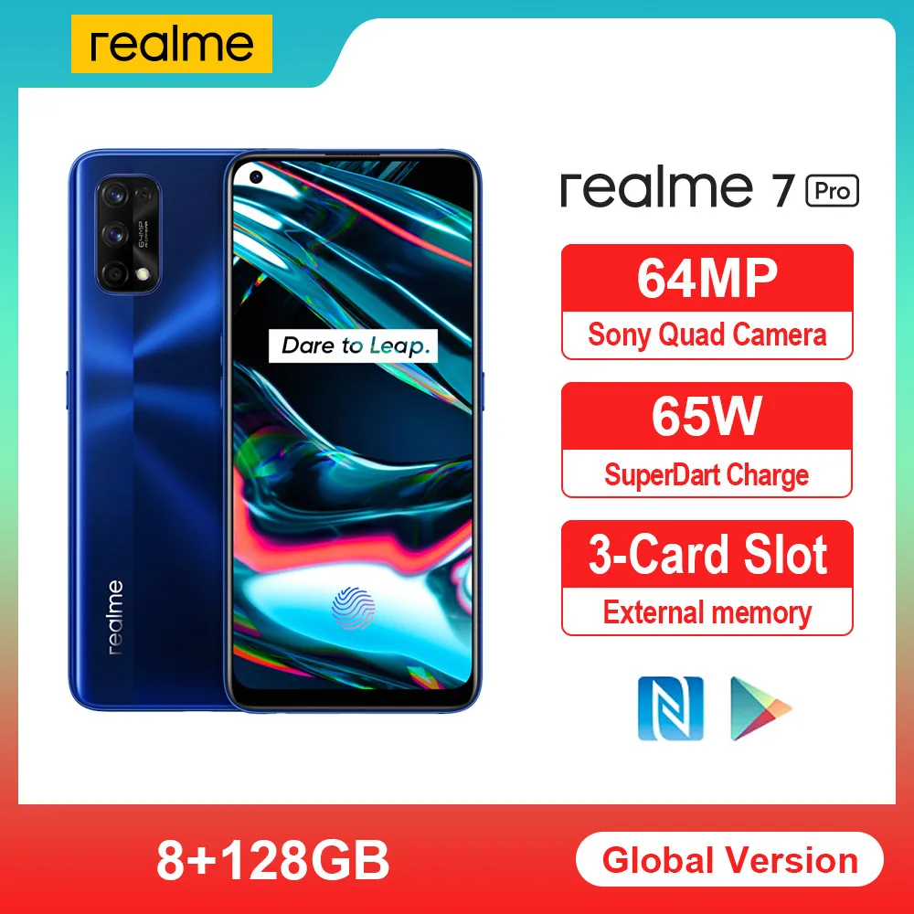 Смартфон realme 7 Pro NFC 64 мп 8 + 128 ГБ Snapgragon 720G 65 Вт быстрая зарядка 4500 мА · ч | Мобильные