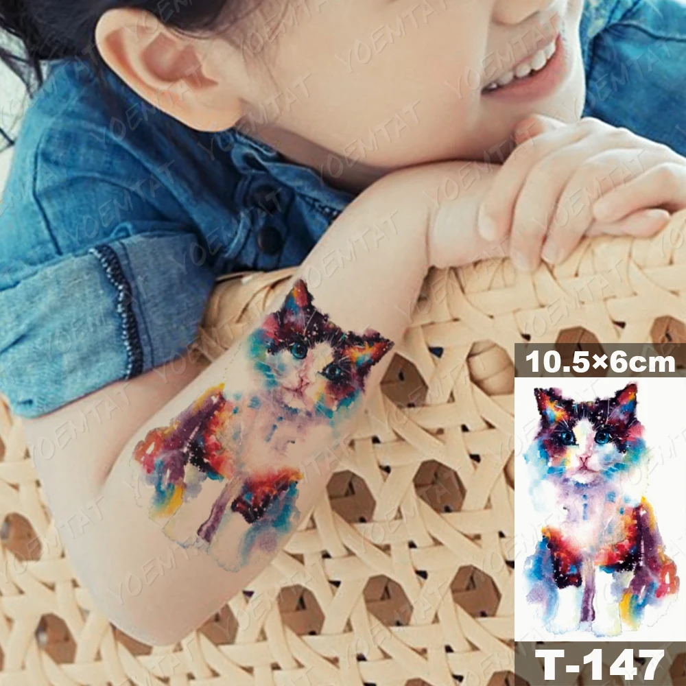 Waterproof Temporary Tattoo Lasting Sticker Snake Cat Tiger Animal Rose Female Color Fake Tatoo Flash Body Art Children Henna