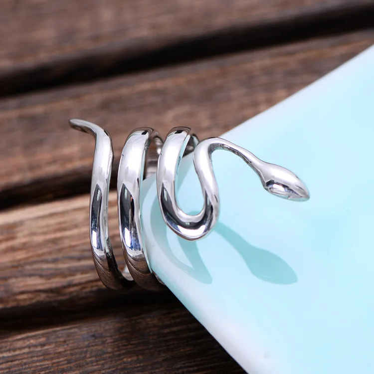 Кольцо из стерлингового серебра S925 пробы для мужчин и женщин, ювелирные изделия из тайского серебра, кольца в виде змейки, регулируемое кольцо для пар, новая мода