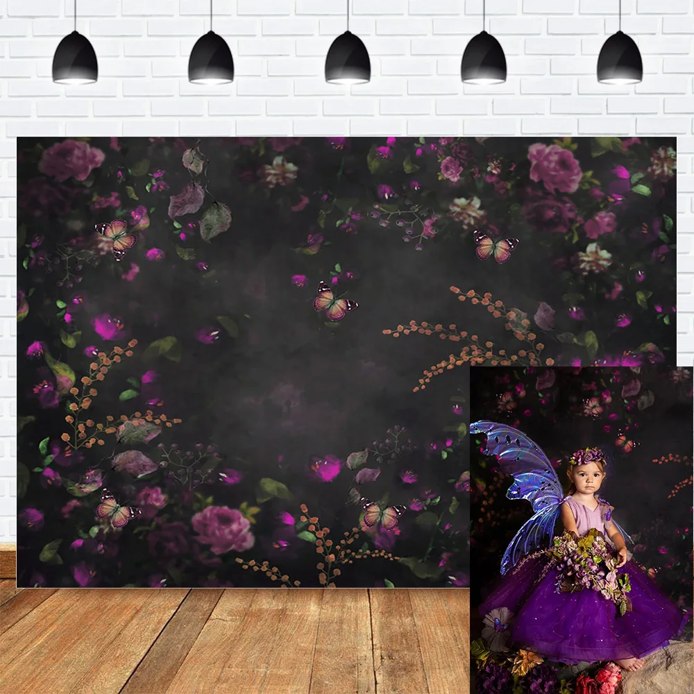 Flower Painting Children Birthday Photo Background Newborn Portrait Retro Backdrop Butterfly Studio Kids Photography | Электроника