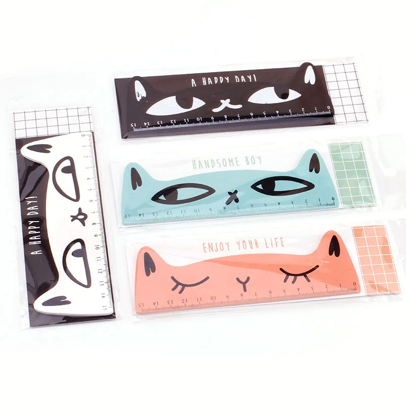 4pcs set 15cm 20cm flexible ruler students school supplies stationery soft ruler set candy color cute measuring tool gift 15cm Fresh Candy Color Cute Cat Wooden Ruler Measuring Straight Ruler Tool Promotional Gift Stationery