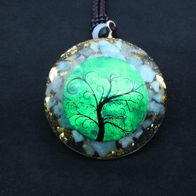 Tree Of Life Orgonite Pendant Necklace Energy Crystal Malachite Tiger Eye Healing Quartz Energy Yoga Meditation Pendant Jewelry