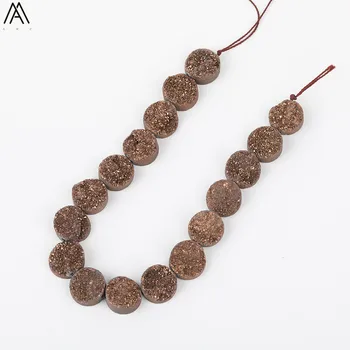 

16Pcs/Strand Middle Drilled 12mm Bronze Titanium Druzy Geode Strands Beads,Round Drusy Onyx Loose Beads Wholesales XFX-169AMEE