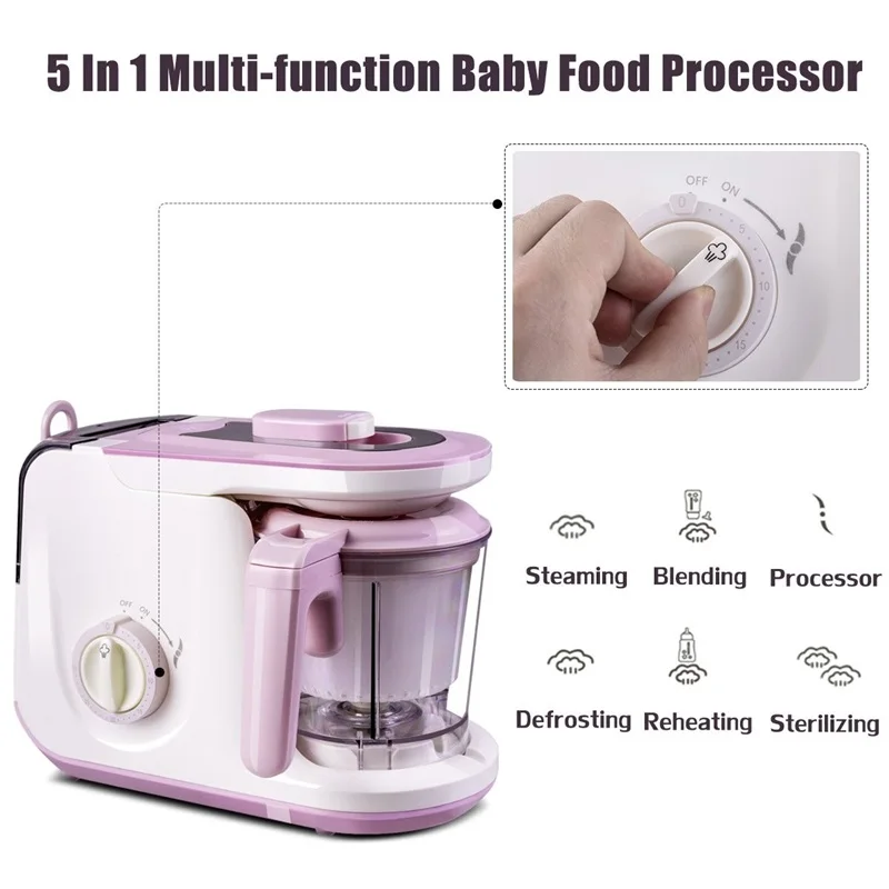 Costway 5 In 1 Heating Defrosting Multifunctional Baby Food Maker Infant Feeding Blender Overheat Protection Food Processor