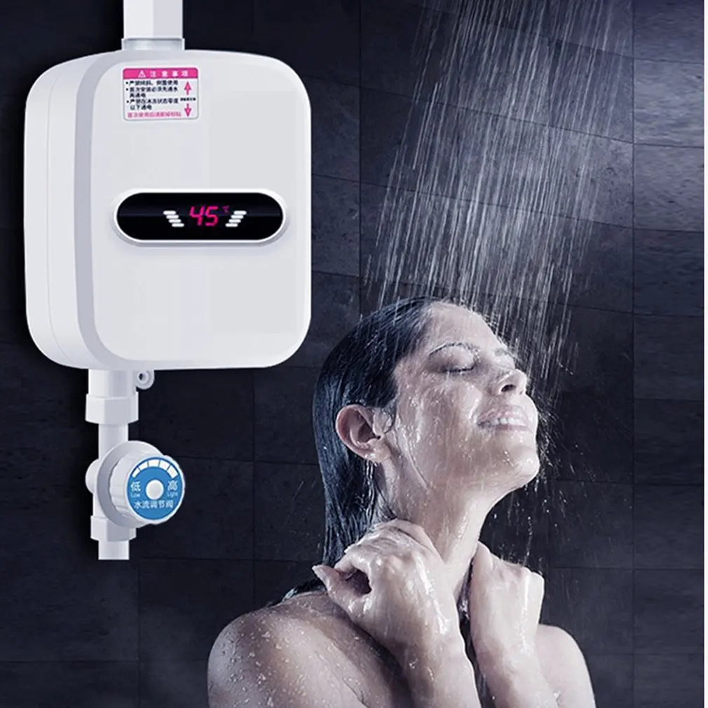 Mini Quick Heater Shower Without Water Storage Water Heater Bathroom Kitchen Wall Mounted Instant LCD Electric Water Heater_voghion.com