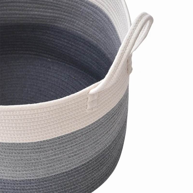 Large Cotton Rope Basket Laundry Blanket Storage Basket with Handles Baby Nursery Bin for Home DéCor and Organizing