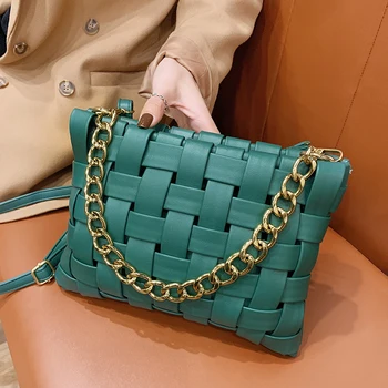 

Weave Small PU Leather Crossbody Bags for Women 2021 Luxury Chain Shoulder Handbags and Purses Classic Branded Cross Body Bag