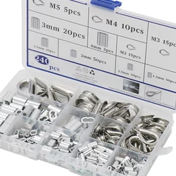 Kit de manchons à boucle de sertissage 240 pièces, jeu de dés à coudre de câble métallique, Double virole en aluminium pour laisse de chien, lignes de vêtements 