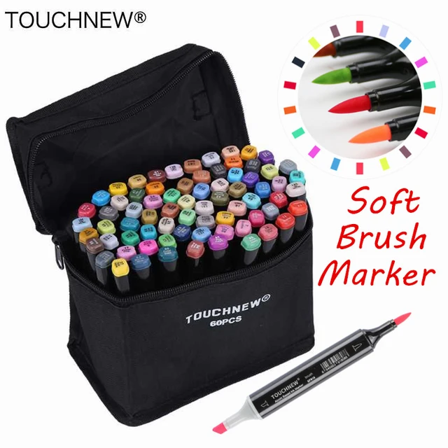 TOUCHNEW Marker 12/30/60/80/168 Colors Soft Brush Markers Pen Sketch  Drawing Markers Set For Adults Comic Animation Art Supplies