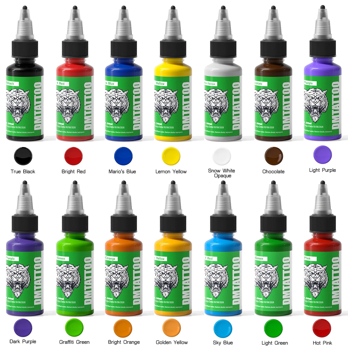 30ml/Bottle Tattoo Ink Set 14 Colors Professional Natural Plant Black Tattoo Pigments Kit for Permanent Body Art Painting kodak mineral traditional chinese painting pigments natural pigments concentrated paste pigments 24 colors
